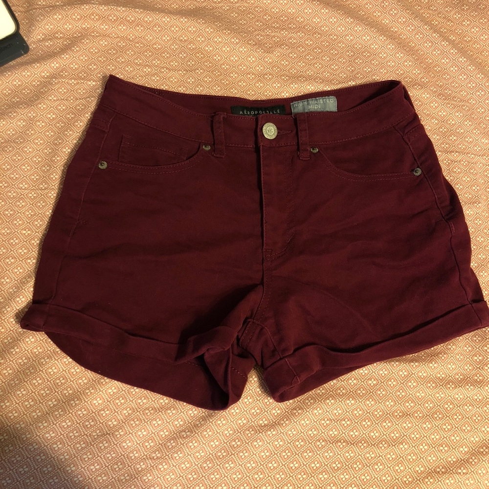 Aeropostale maroon jean shorts